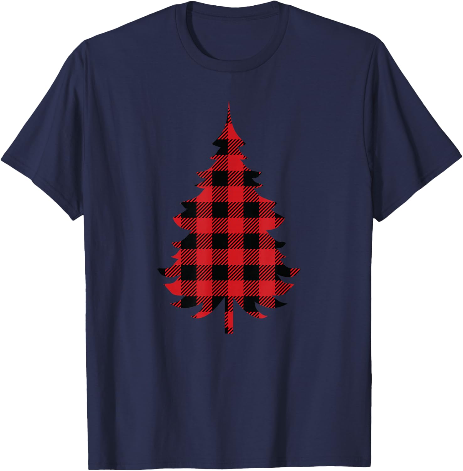 Red Buffalo Plaid Christmas Tree Matching Christmas T-Shirt - T-Shirt | Navy
