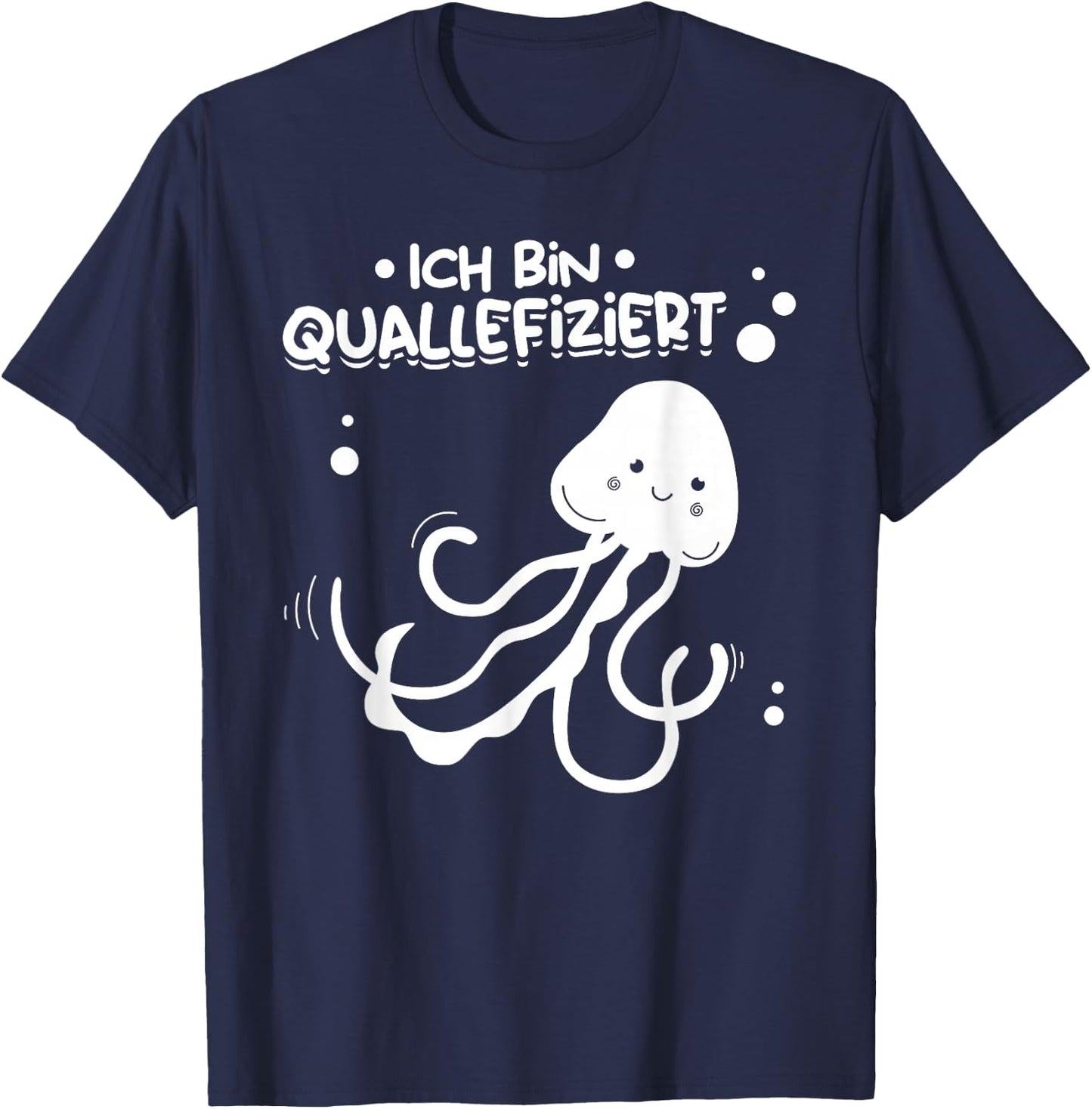 Funny Jellyfish I Ich Bin Quallefiziert , black T-Shirt - T-Shirt | Navy