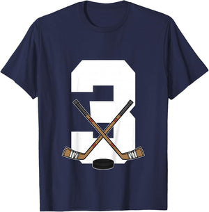 Kids Ice Hockey Kids Toddler Boys 3rd Birthday Ice Hockey T-Shirt - T-Shirt | Navy