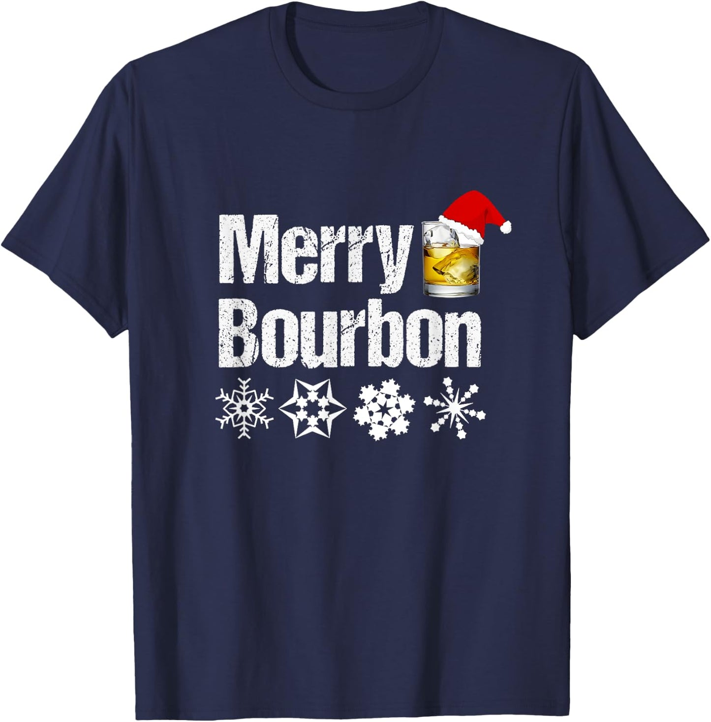Bourbon Christmas Gift - Merry Bourbon T-Shirt - T-Shirt | Navy