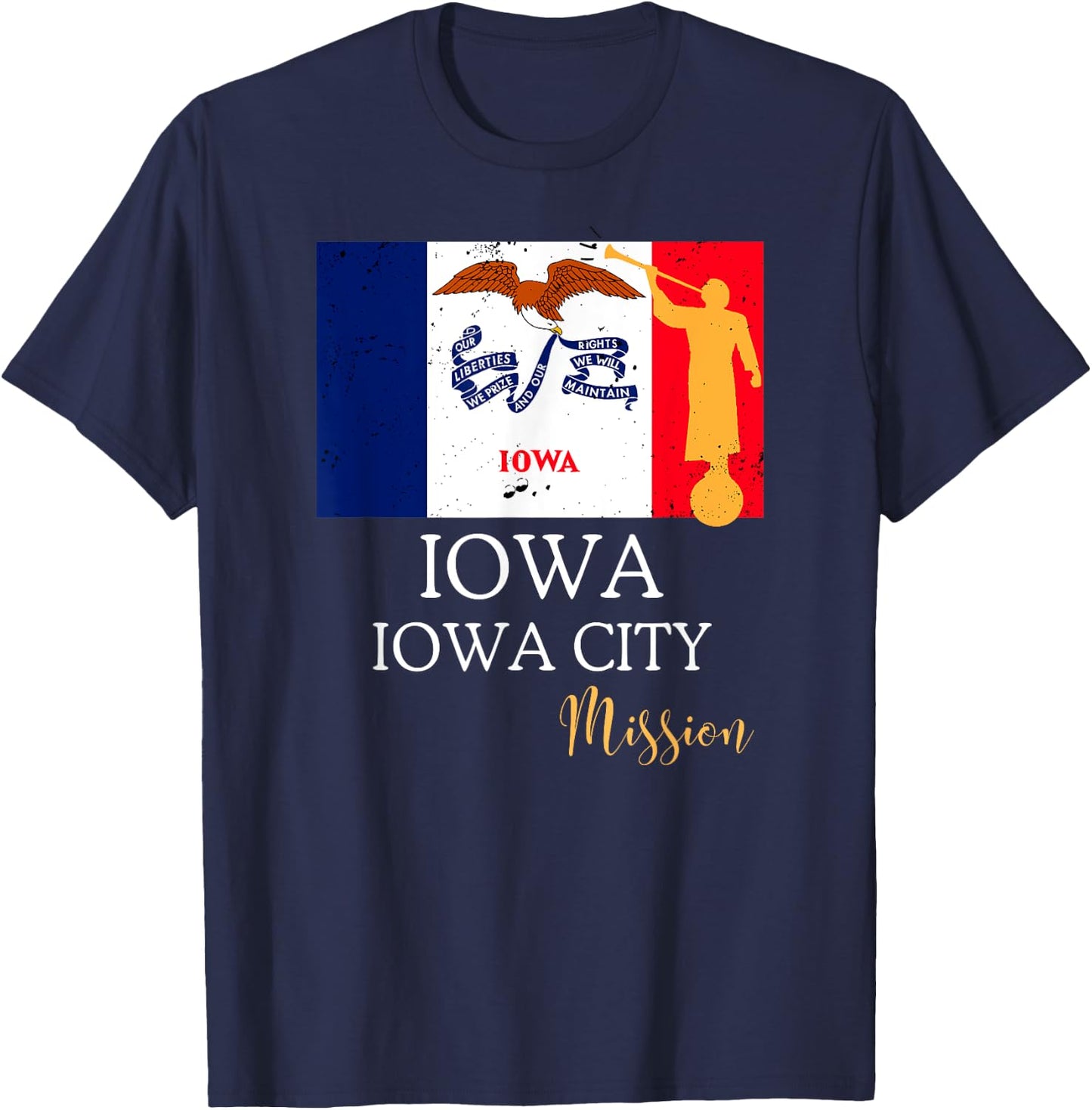 Iowa Iowa City Mormon LDS Mission Missionary T-Shirt - T-Shirt | Navy