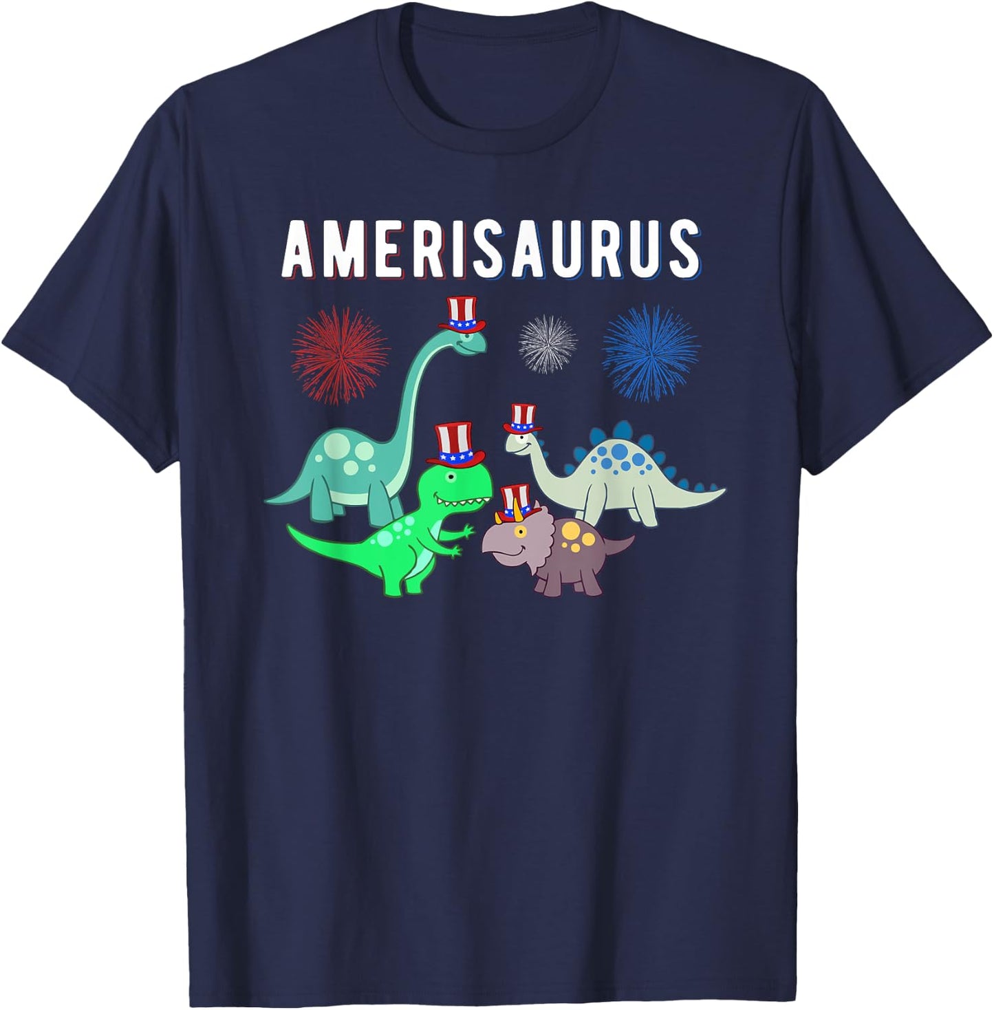 American Dinosaur Shirt, July 4th Patriot Dino Gift T-Shirt - T-Shirt | Navy