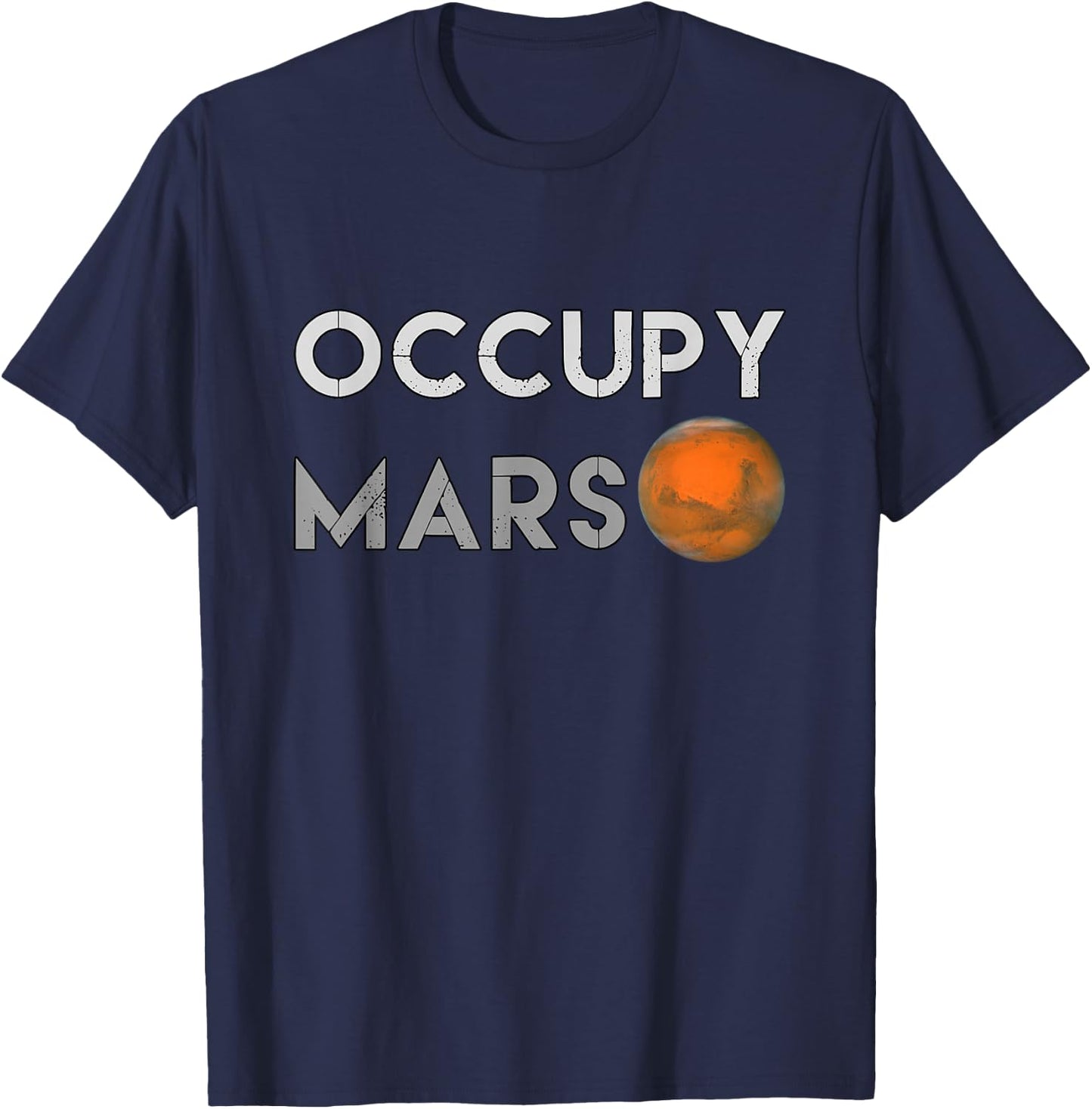 OCCUPY MARS Witty Outer Space Merch Black Mars T-Shirt - T-Shirt | Navy