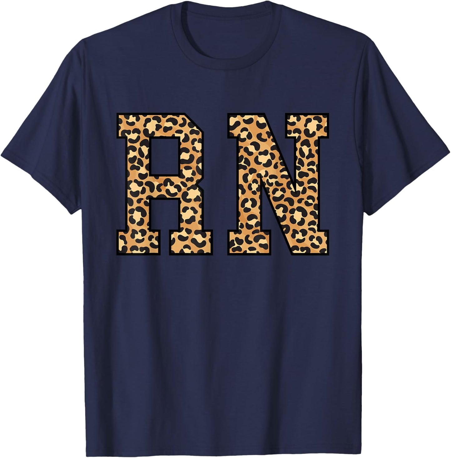 RN Nurse Cute Trendy Leopard Registered Nurse T-Shirt - T-Shirt | Navy