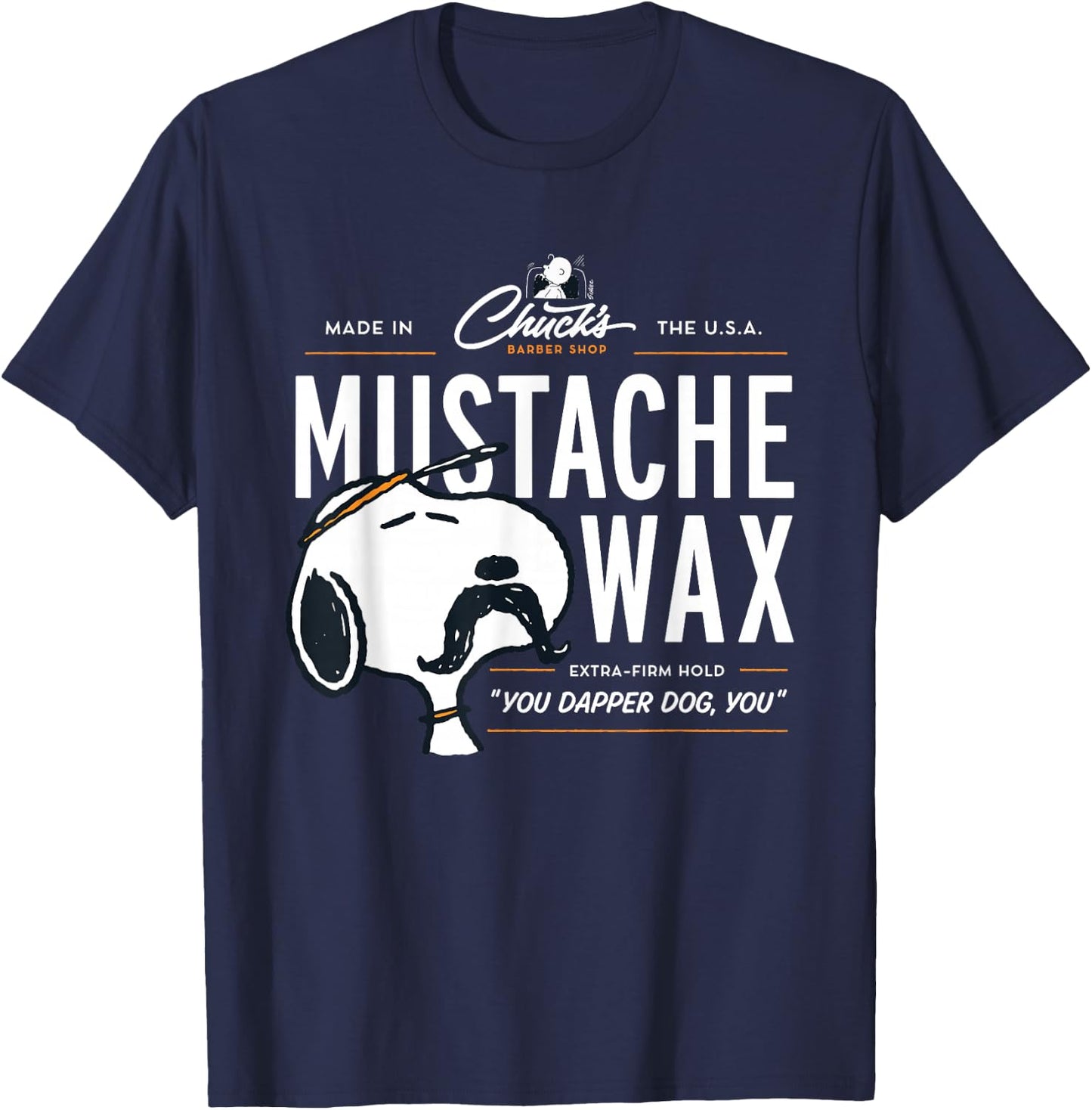 Peanuts Snoopy Moustache Wax , Blue, S T-Shirt - T-Shirt | Navy