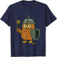 Niedlicher Vogel Ritter mit Blume Comic Kunst T-Shirt - T-Shirt | Navy