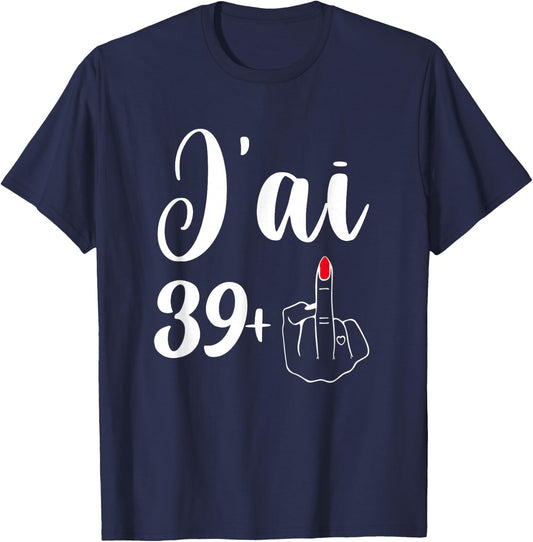 40th Birthday 40th Woman Funny Celebrating 40th Birthday , Black, S T-Shirt - T-Shirt | Navy