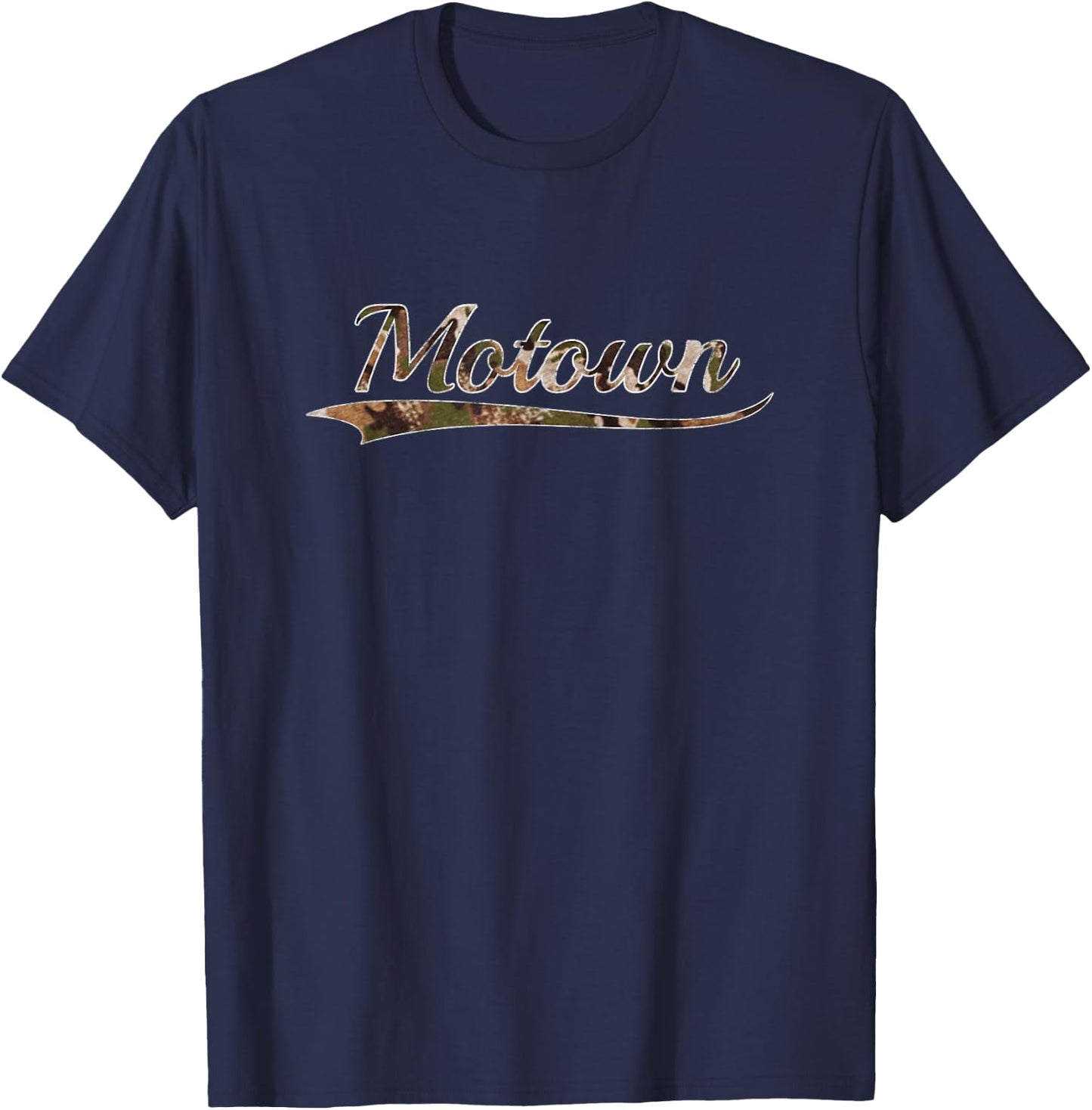Motown Detroit Camouflage Vintage Inspired Distressed Camo T-Shirt - T-Shirt | Navy