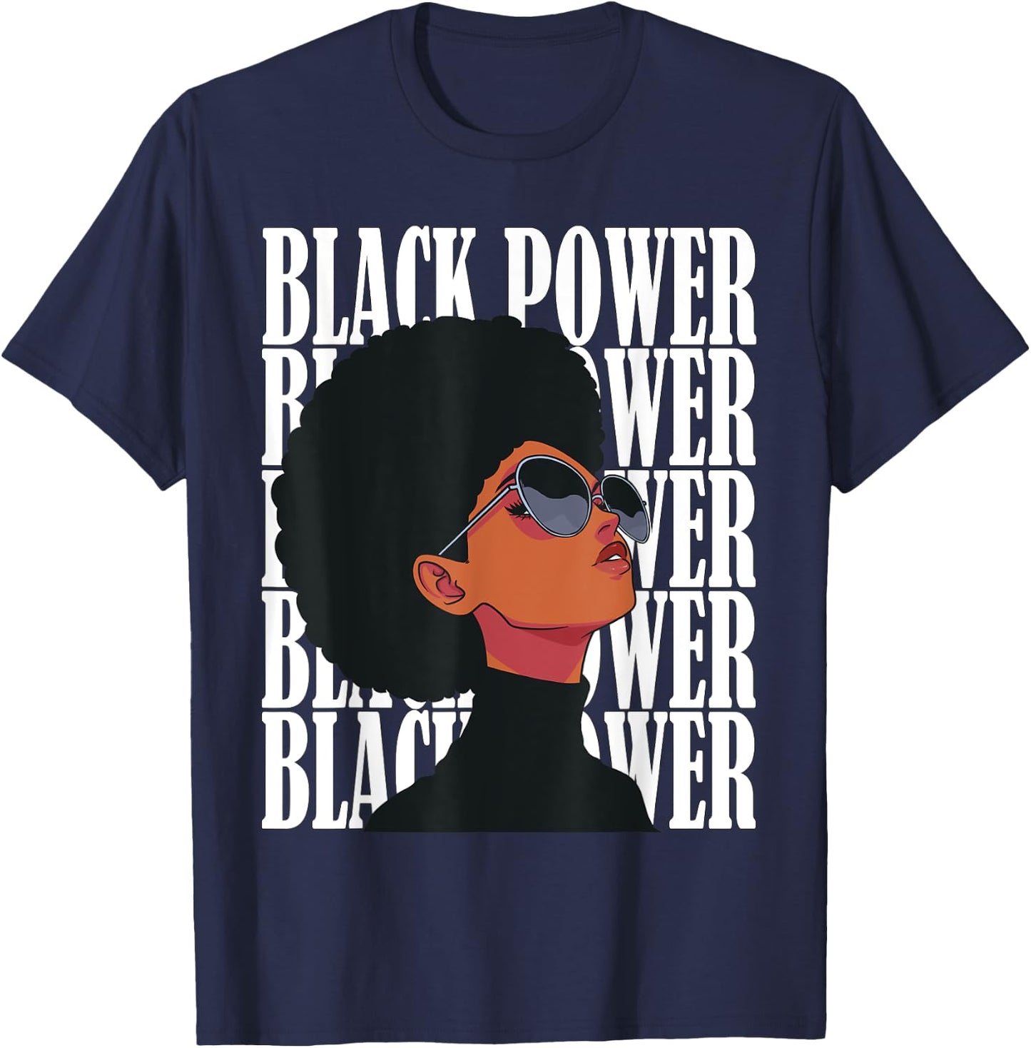 Black Power Panther Party Natural Hair Afro Proud Melanin T-Shirt - T-Shirt | Navy