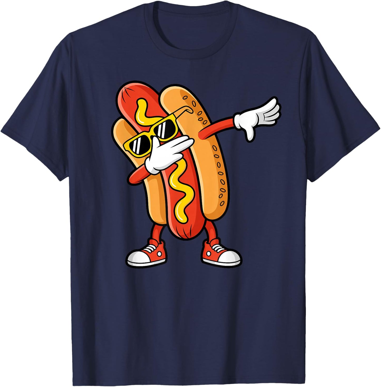 Dabbing Hotdog Fast Food Snack Lover Foodie Funny Hotdog T-Shirt - T-Shirt | Navy