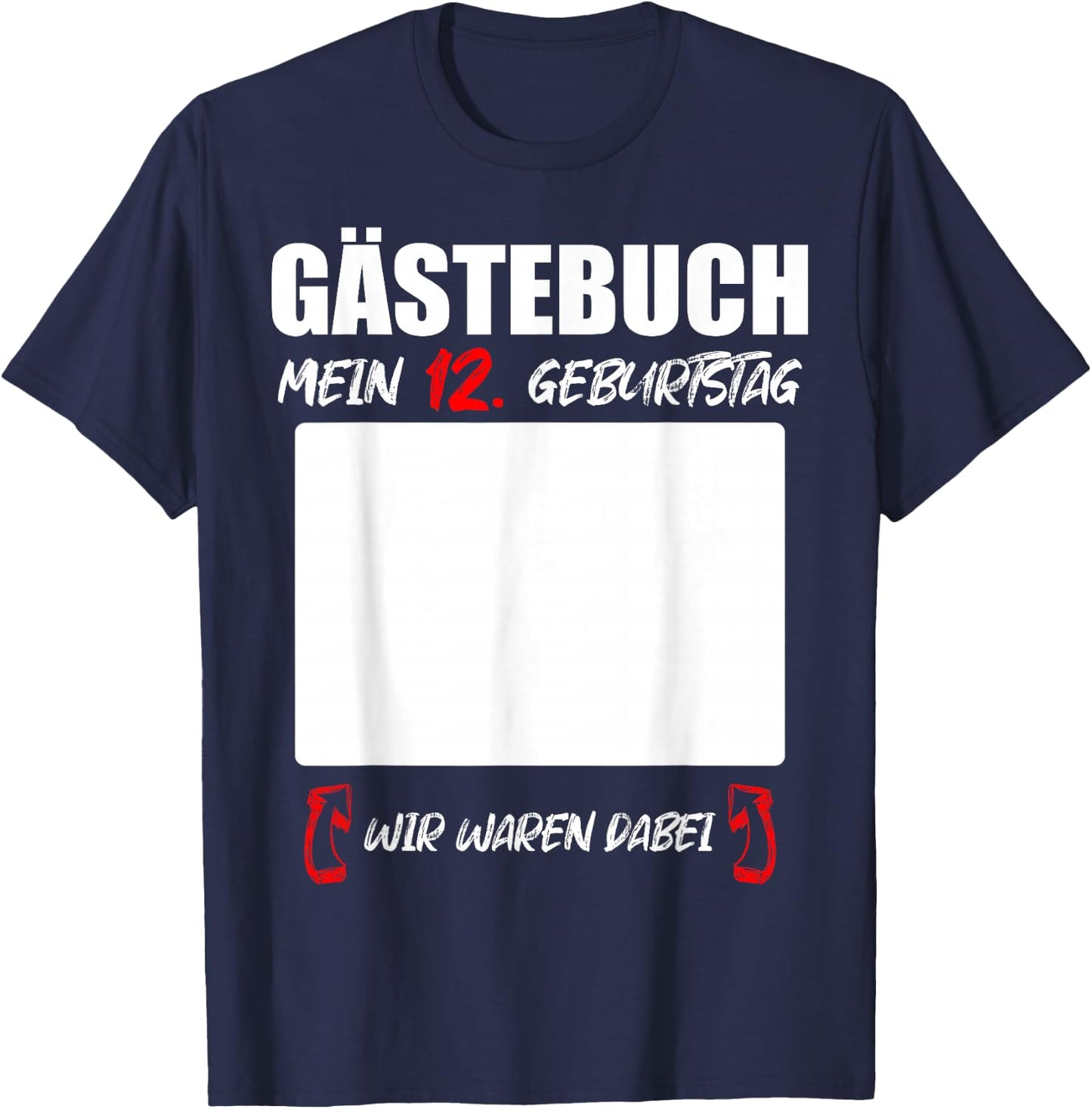 Guest Book 12th Birthday Signatures Party , black, S T-Shirt - T-Shirt | Navy