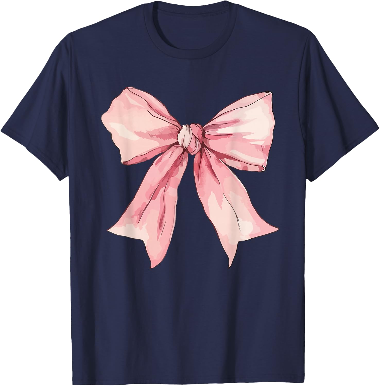 Cute Pink Coquette Bow Girls Pink Coquette Bow T-Shirt - T-Shirt | Navy