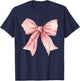Cute Pink Coquette Bow Girls Pink Coquette Bow T-Shirt - T-Shirt | Navy