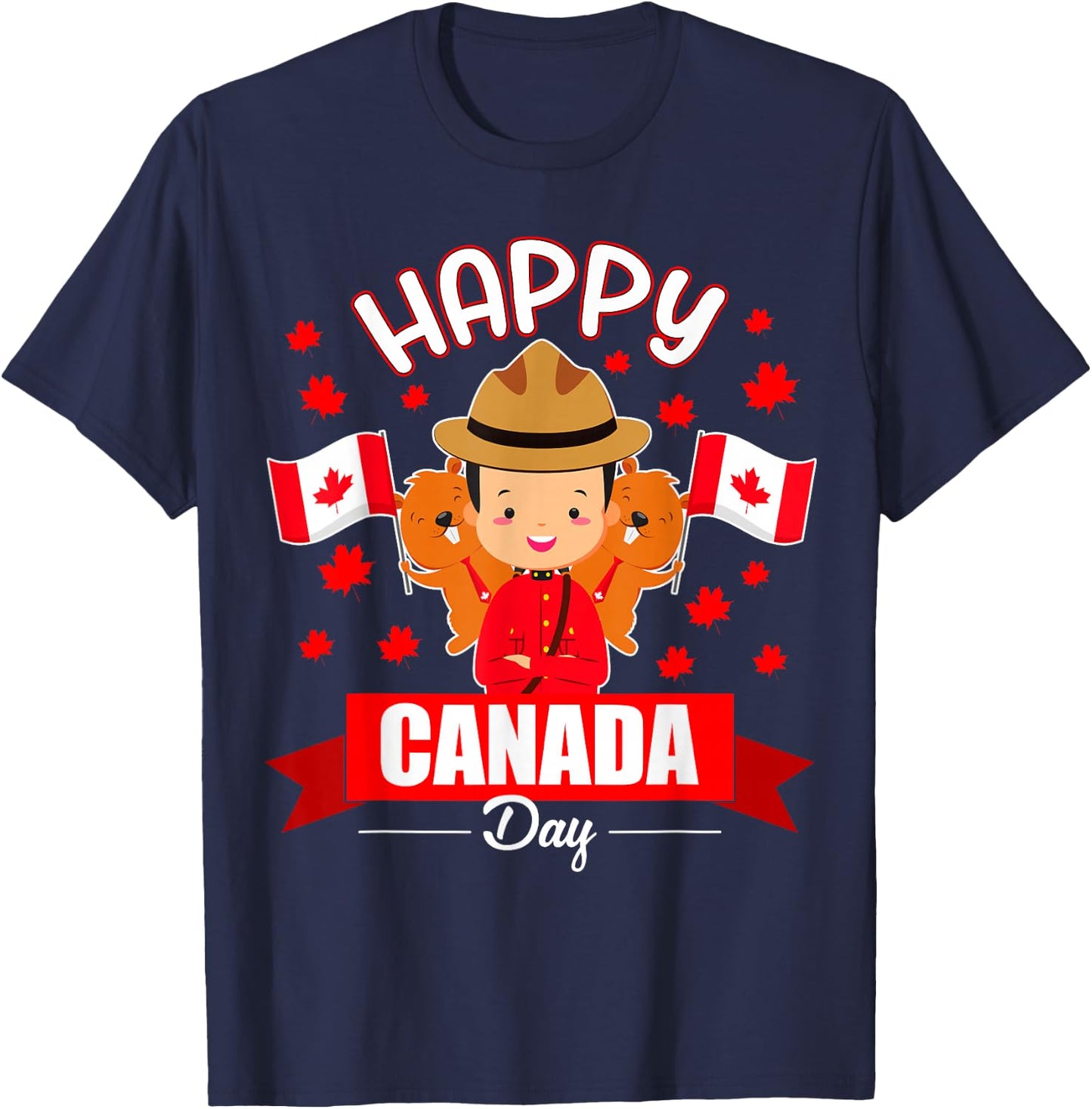 Happy Canada day Flag boys girls kids Toddler Canadian Pride T-Shirt - T-Shirt | Navy