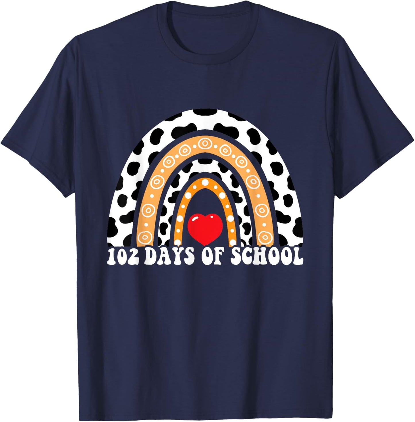 102 Days of School Rainbow Funny Dog 100th Day Kids T-Shirt - T-Shirt | Navy