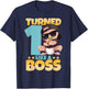 Baby 1st Birthday Boys Girls 1 Year Like a Boss Kids , Black, S T-Shirt - T-Shirt | Navy