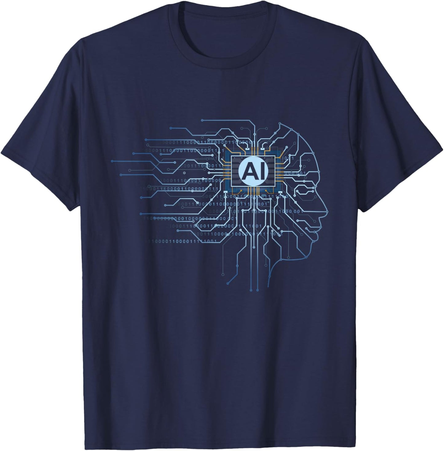 KI - Binary Code Face Artificial Intelligence Computer Science , black T-Shirt - T-Shirt | Navy