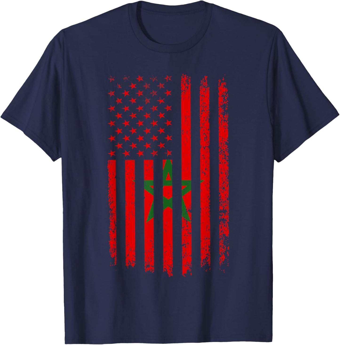Moorish American Morocco Flag Moroccan Soccer Supporter T-Shirt - T-Shirt | Navy