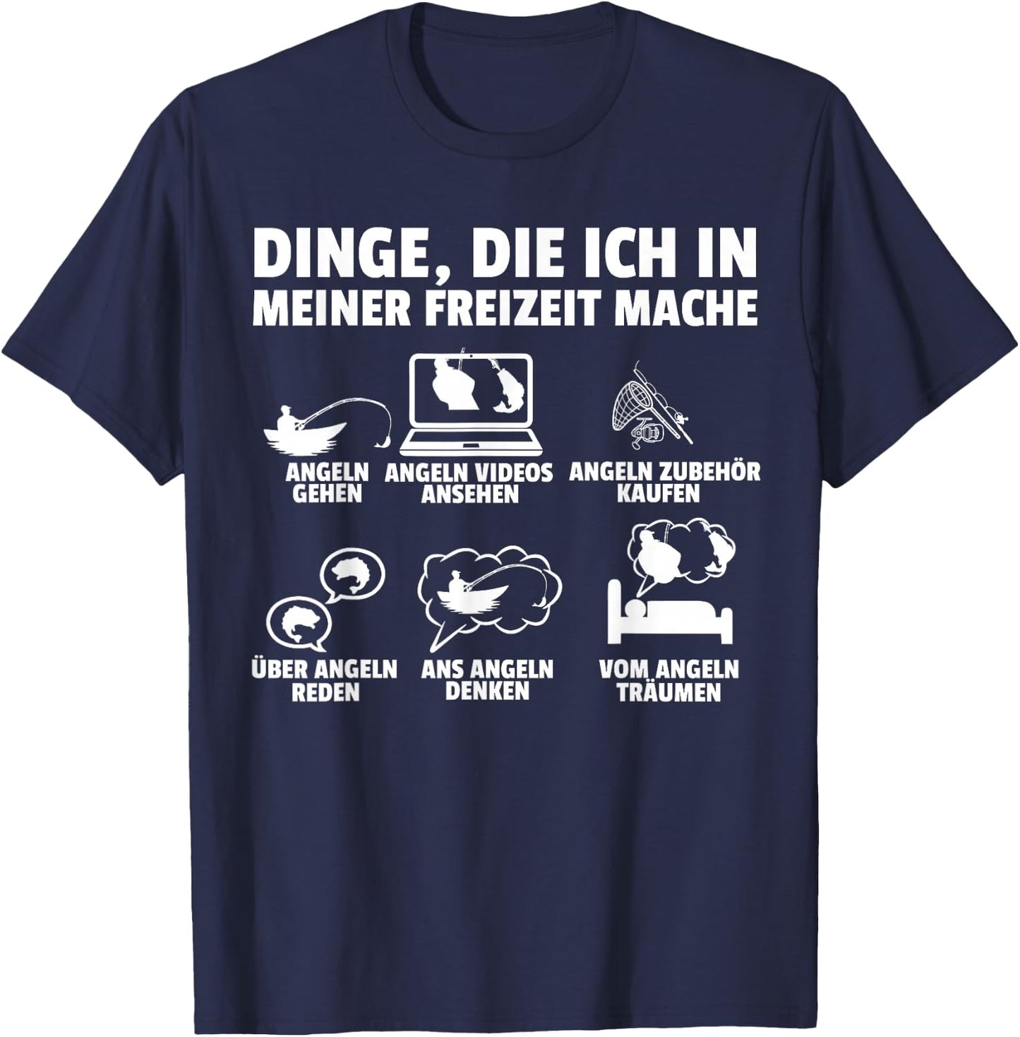 with German Text "Dinge Die Ich In Meiner Freizeit Mache Angel" [German Langu, black T-Shirt - T-Shirt | Navy