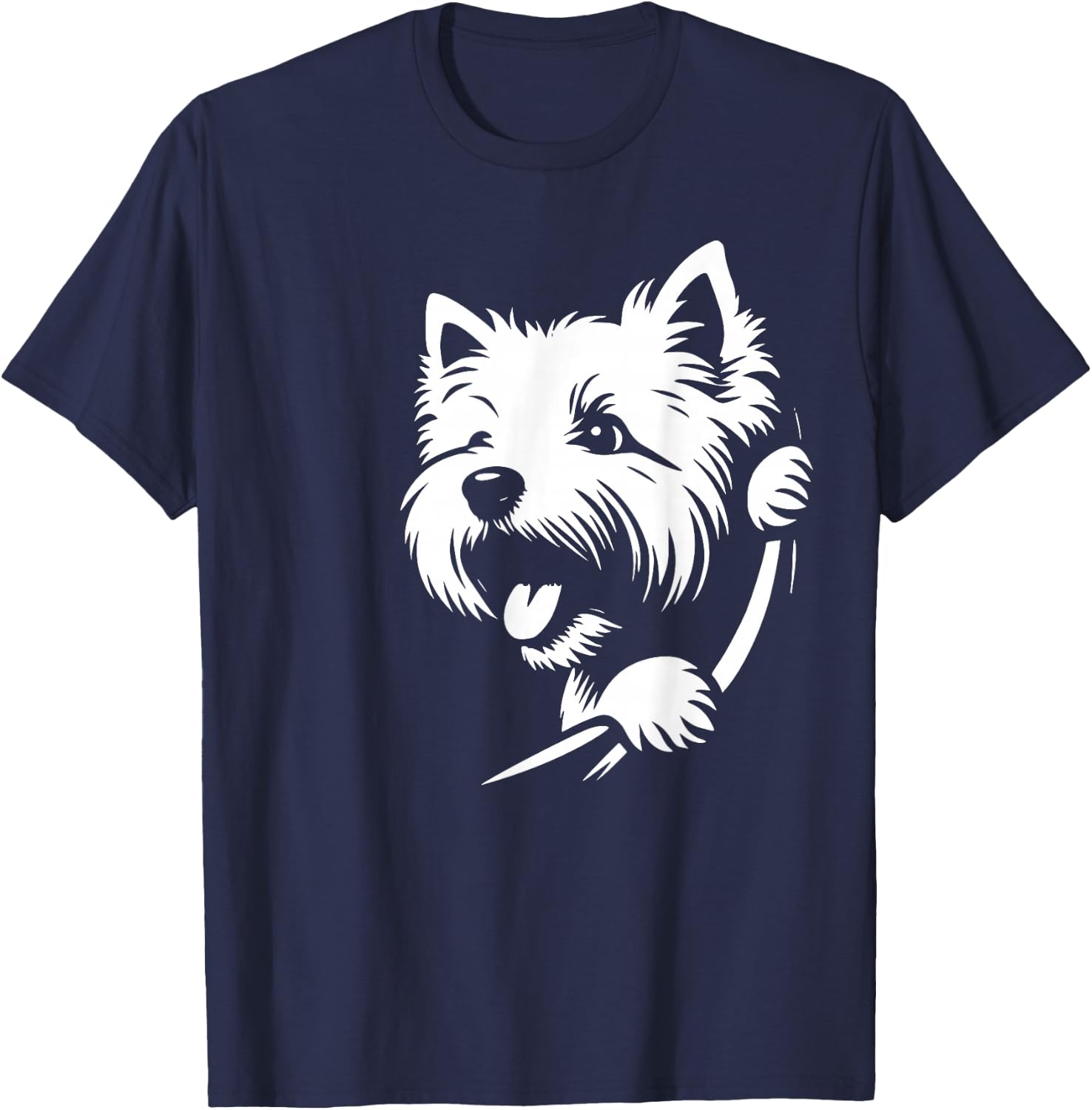 West Highland White Terrier spähender Hund Westie Design T-Shirt - T-Shirt | Navy