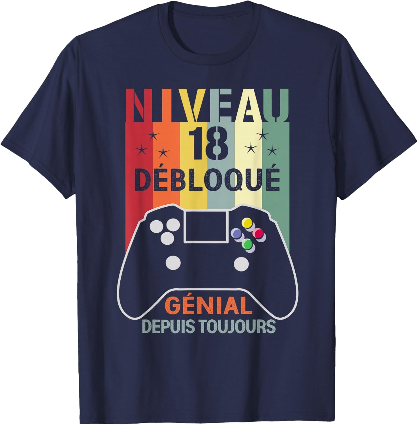 Level 18 Unlocked Funny 18th Birthday Gamer Gift , Black, S T-Shirt - T-Shirt | Navy