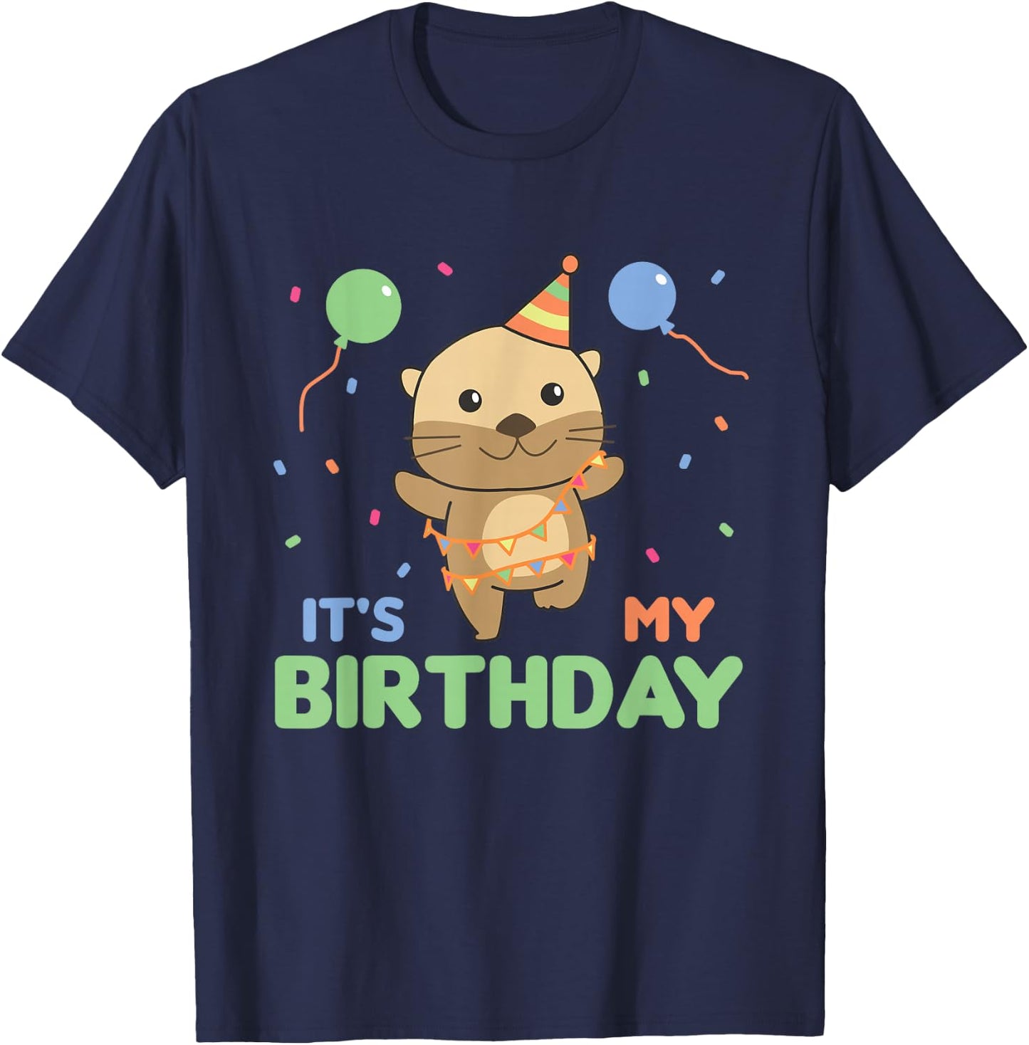 Birthday Otter For Kids It's My Birthday T-Shirt - T-Shirt | Navy