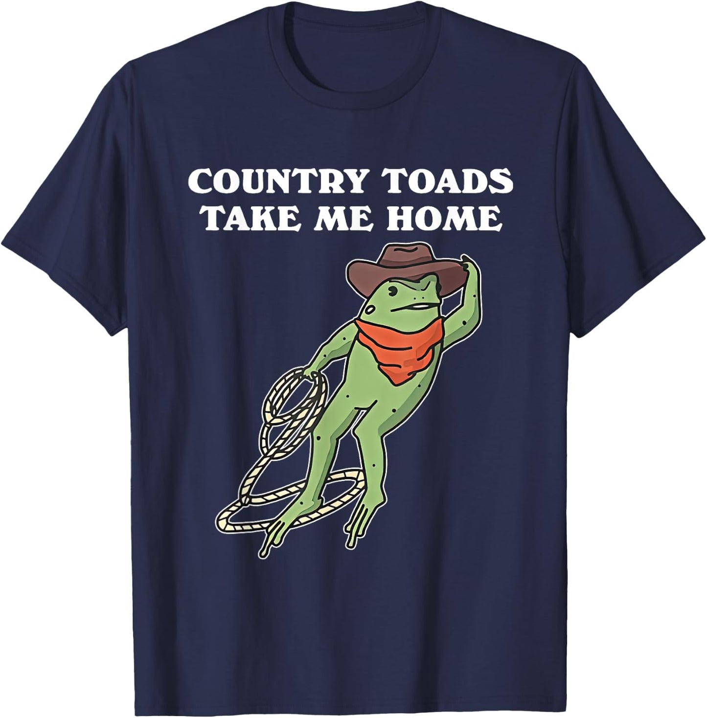 Country Toads Take Me Home Cowboy Frog Funny Western T-Shirt - T-Shirt | Navy