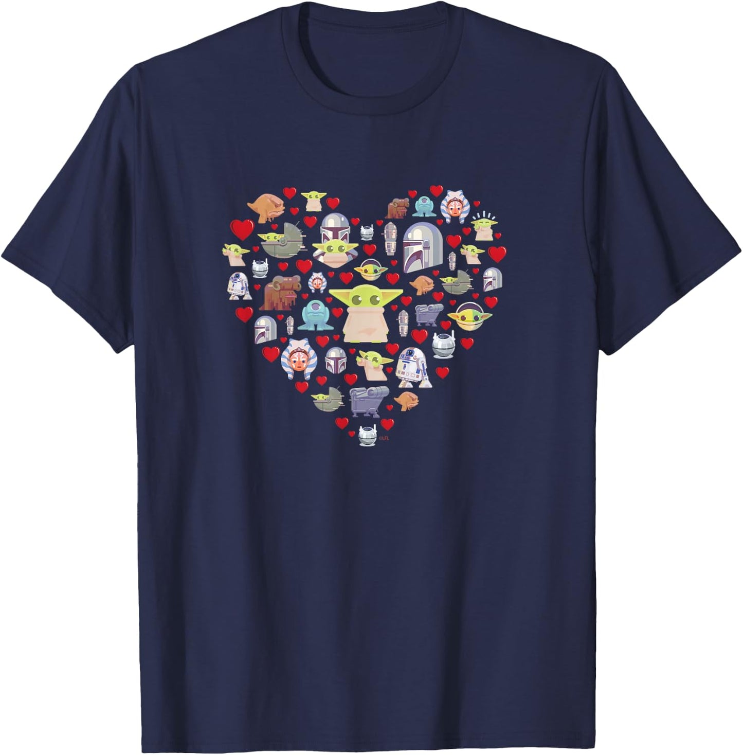 Star Wars The Mandalorian Grogu Heart Valentine's Day T-Shirt - T-Shirt | Navy