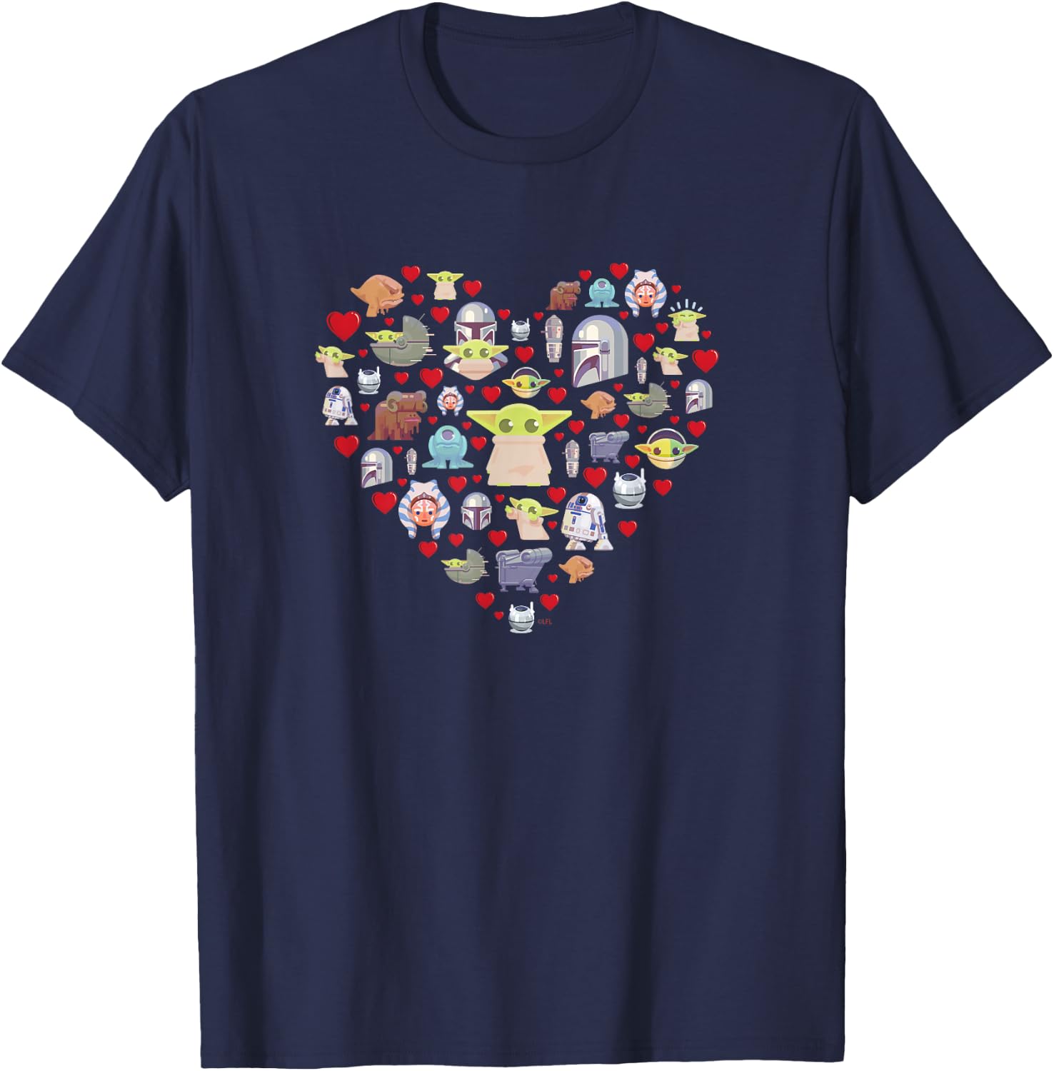 Star Wars The Mandalorian Grogu Heart Valentine's Day T-Shirt - T-Shirt | Navy