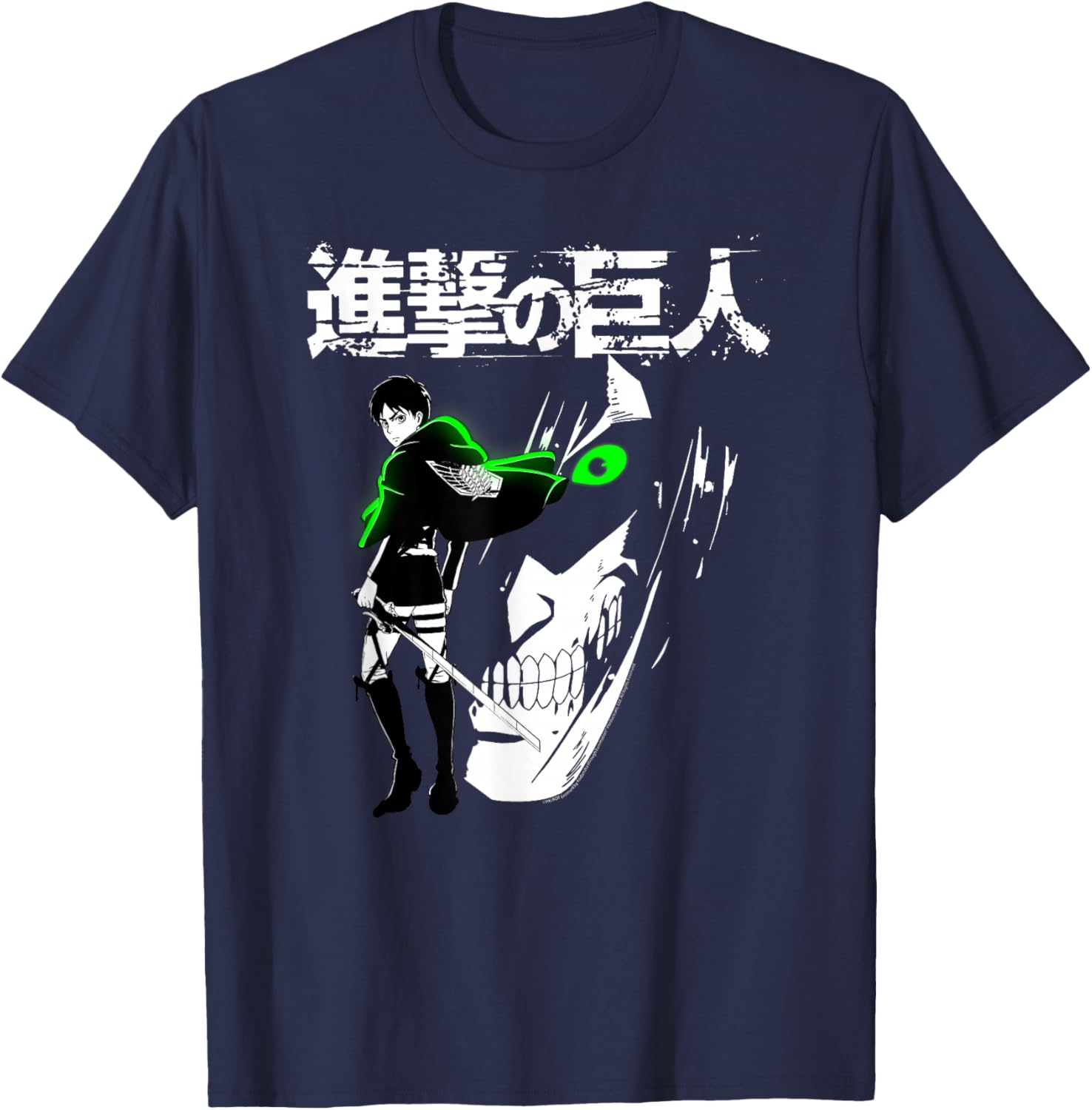 Attack on Titan Eren Jaeger Glow Anime T-Shirt - T-Shirt | Navy