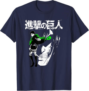 Attack on Titan Eren Jaeger Glow Anime T-Shirt - T-Shirt | Navy