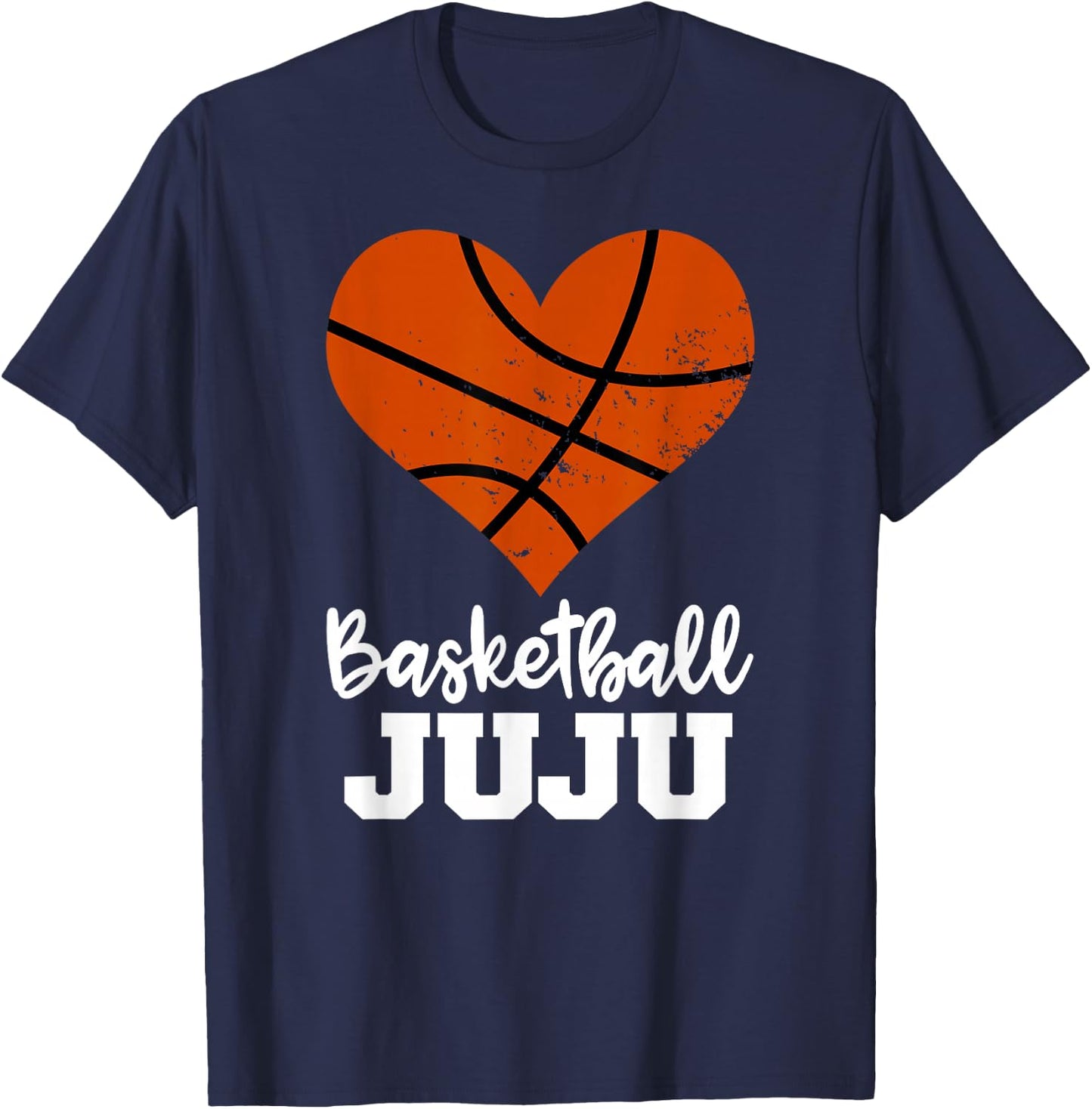 Basketball Juju Funny Basketball Heart Grandma Juju T-Shirt - T-Shirt | Navy