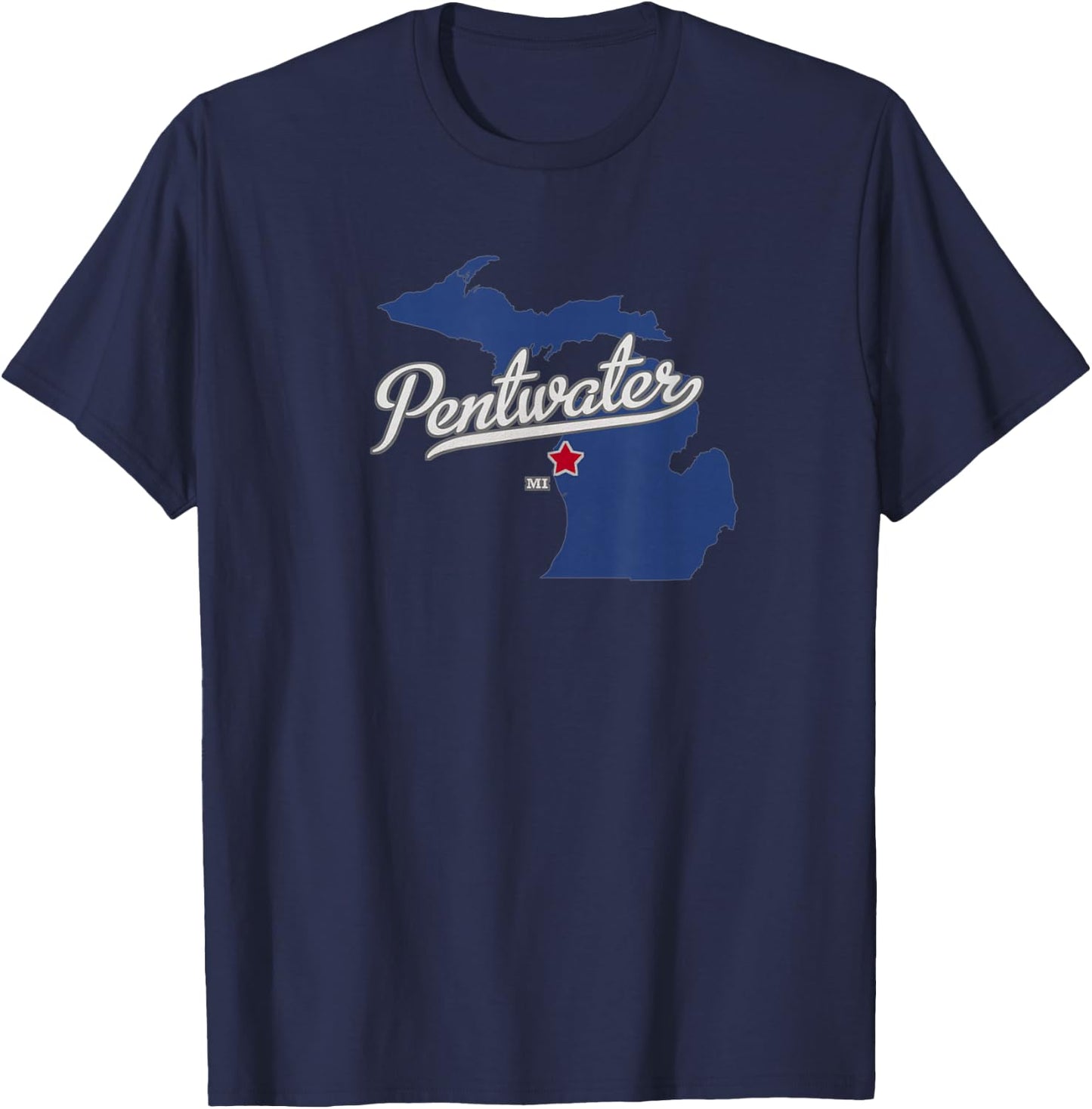 Pentwater Michigan MI Map T-Shirt - T-Shirt | Navy
