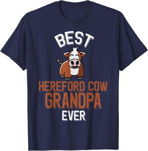 Best Hereford Cow Grandpa Ever T-Shirt - T-Shirt | Navy