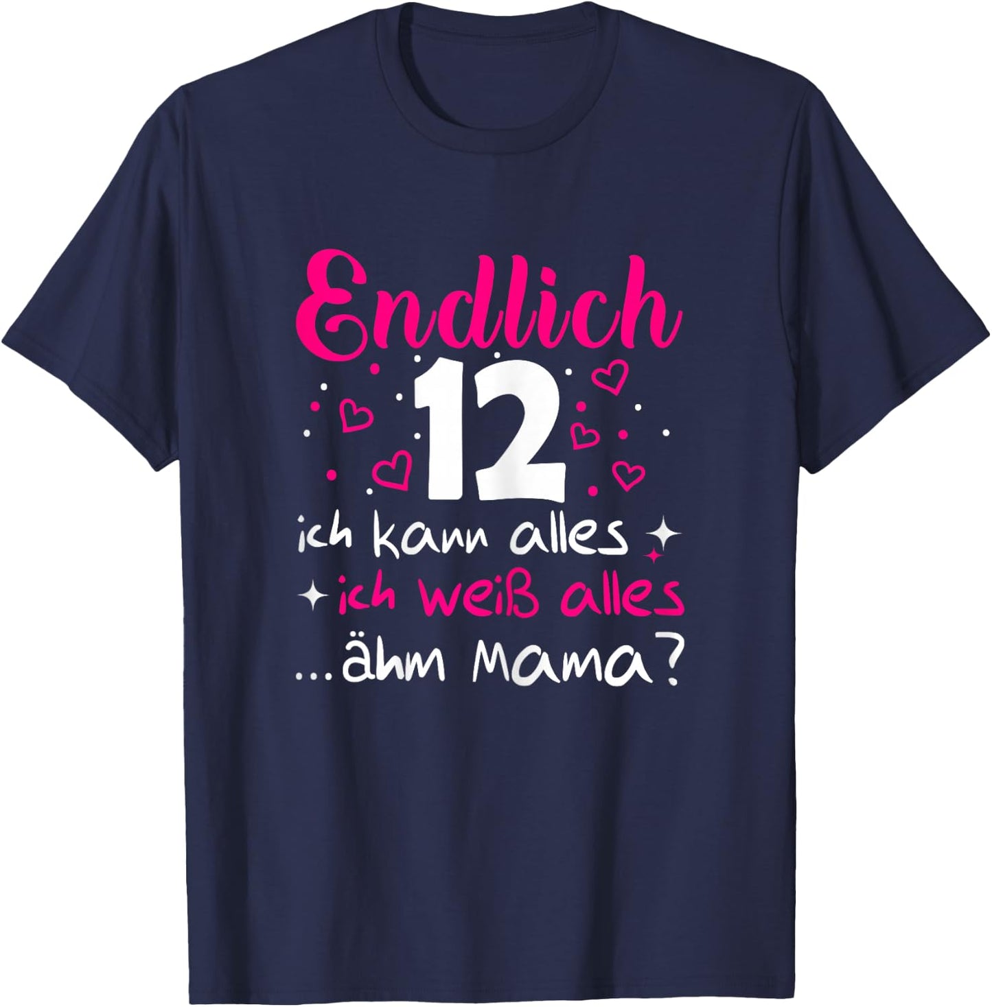 12th Birthday Girl Finally 12 Years , black T-Shirt - T-Shirt | Navy