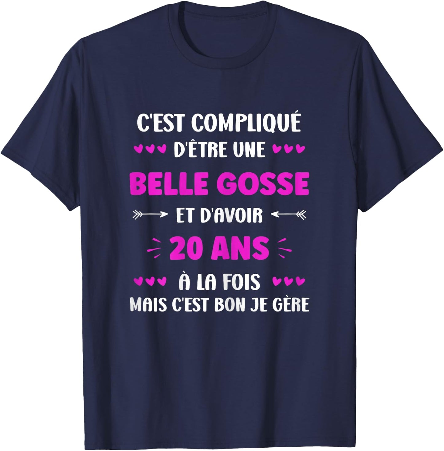 Girl 20 Years Beautiful Goose Birthday Humor Woman 20 Years , Black T-Shirt - T-Shirt | Navy