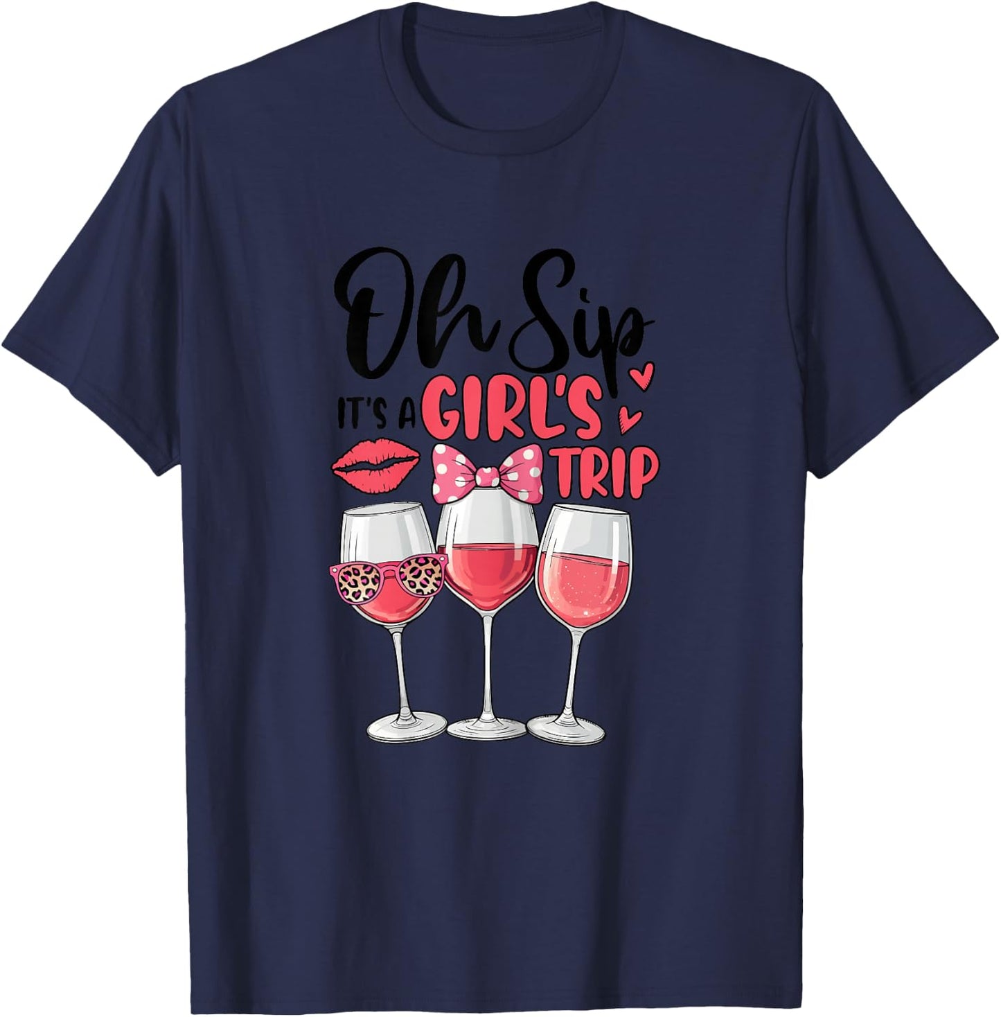 Oh Sip It's A Girls Trip Travel Group Women T-Shirt - T-Shirt | Navy