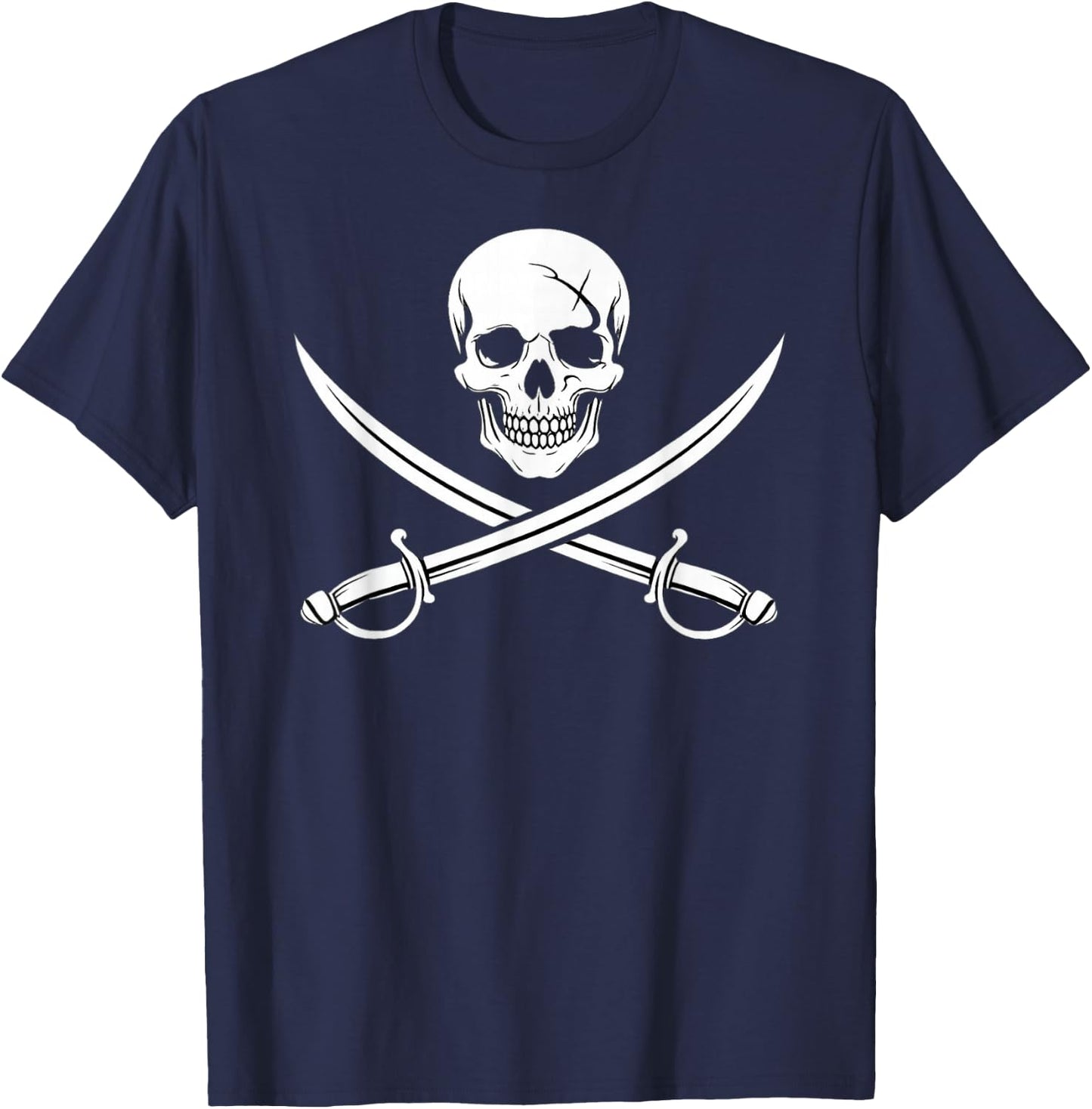 Pirate Skull and Crossbone Cross Sword Jolly Roger Skeleton T-Shirt - T-Shirt | Navy
