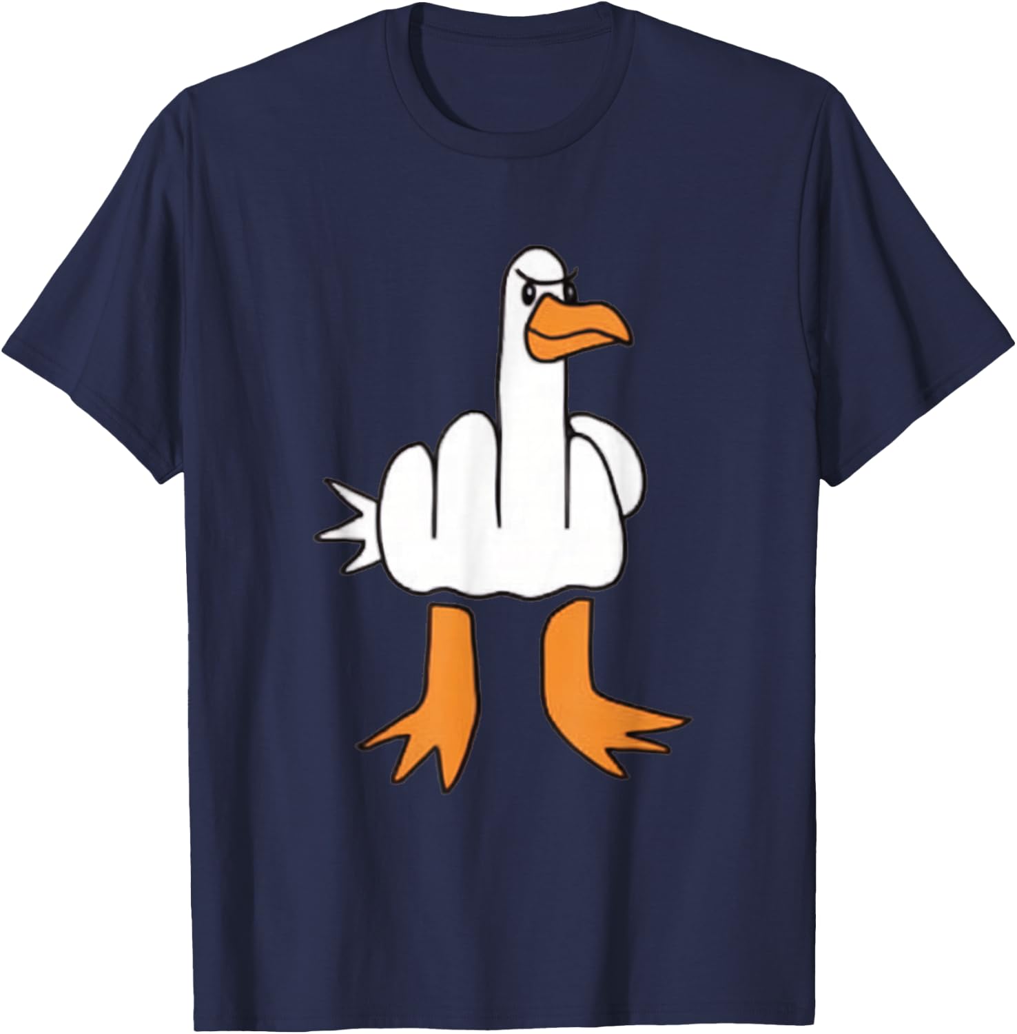 Funny Middle Finger Goose Dark Humour Funny Statement T-Shirt - T-Shirt | Navy