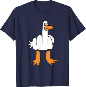 Funny Middle Finger Goose Dark Humour Funny Statement T-Shirt - T-Shirt | Navy