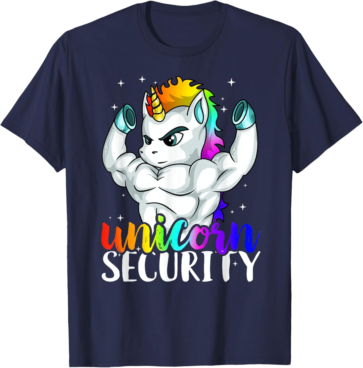 Unicorn Security Squad Muscle Funny Dad Brother Gift T-Shirt - T-Shirt | Navy