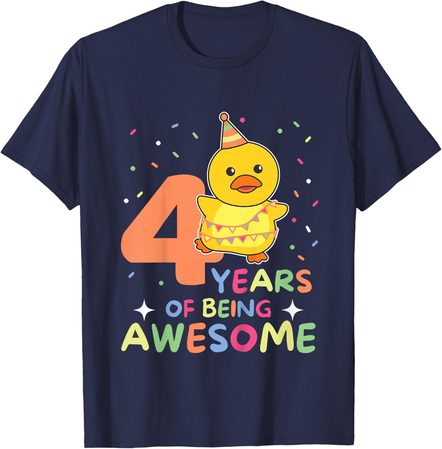 4th Birthday Duck For Children Four Years Old T-Shirt - T-Shirt | Navy