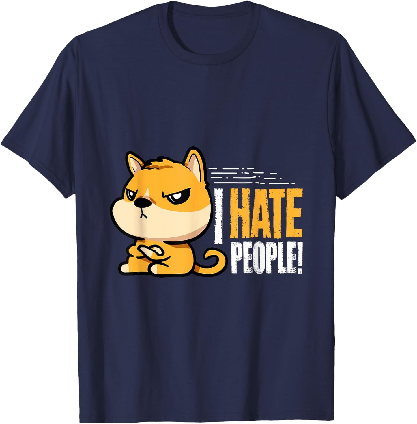 Funny I Hate People Dog Holder T-Shirt - T-Shirt | Navy