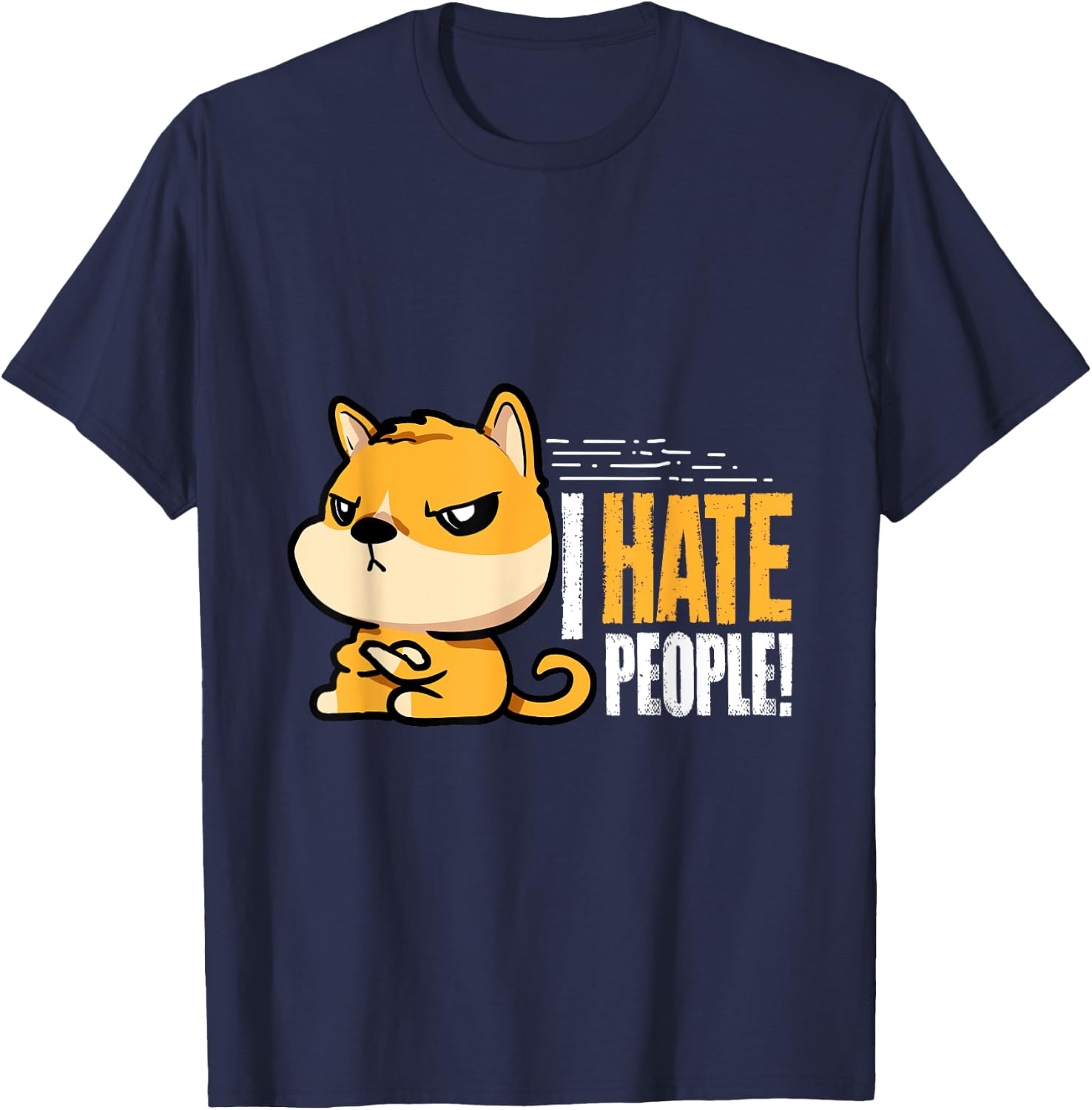 Funny I Hate People Dog Holder T-Shirt - T-Shirt | Navy