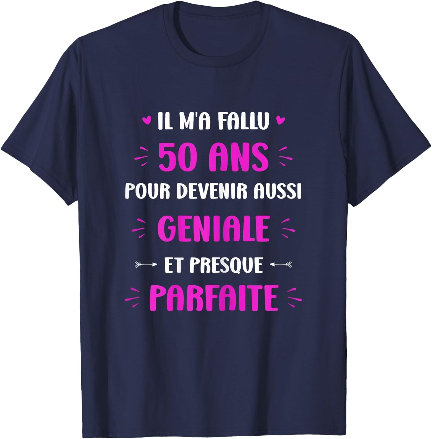 Funny Awesome 50th Birthday Woman 50th Birthday , Black, Female X-Small T-Shirt - T-Shirt | Navy