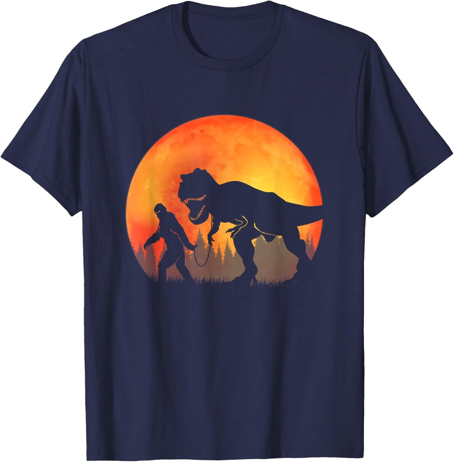 Bigfoot Dinosaur - Bigfoot and TRex T-Shirt - T-Shirt | Navy