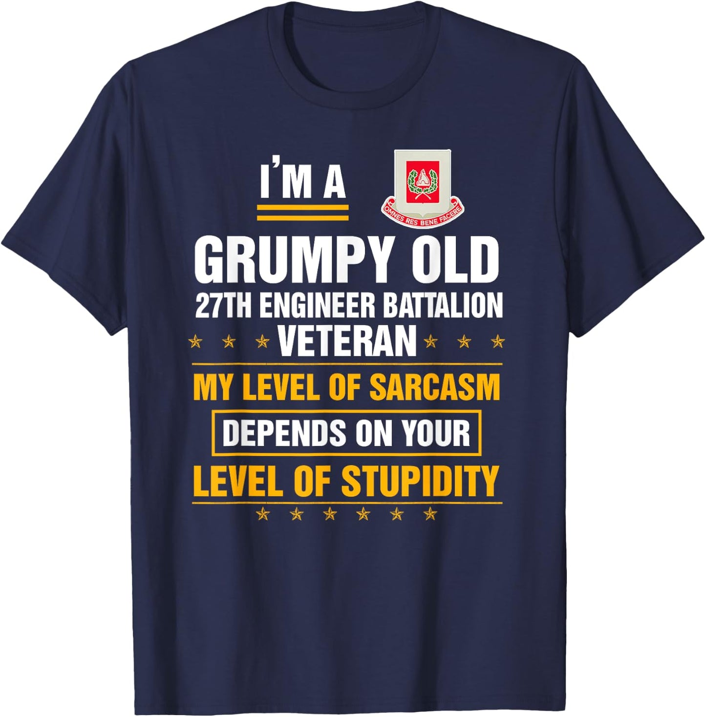 Grumpy Old 27th Engineer Battalion Veteran Funny Christmas T-Shirt - T-Shirt | Navy