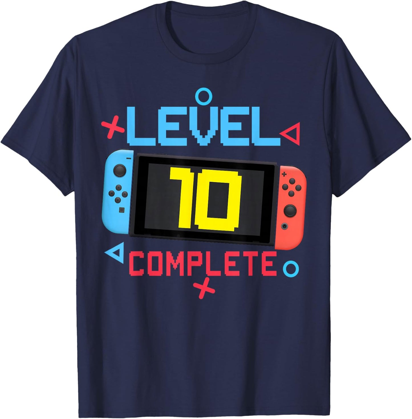Level 10 Complete Boy 10 Years Old Bday 10th Birthday Gifts , black T-Shirt - T-Shirt | Navy