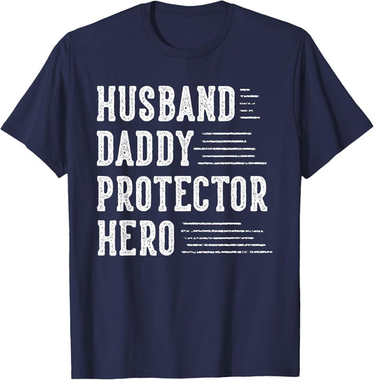 Husband Daddy Protector Hero Gifts for Dad Father's Day T-Shirt - T-Shirt | Navy