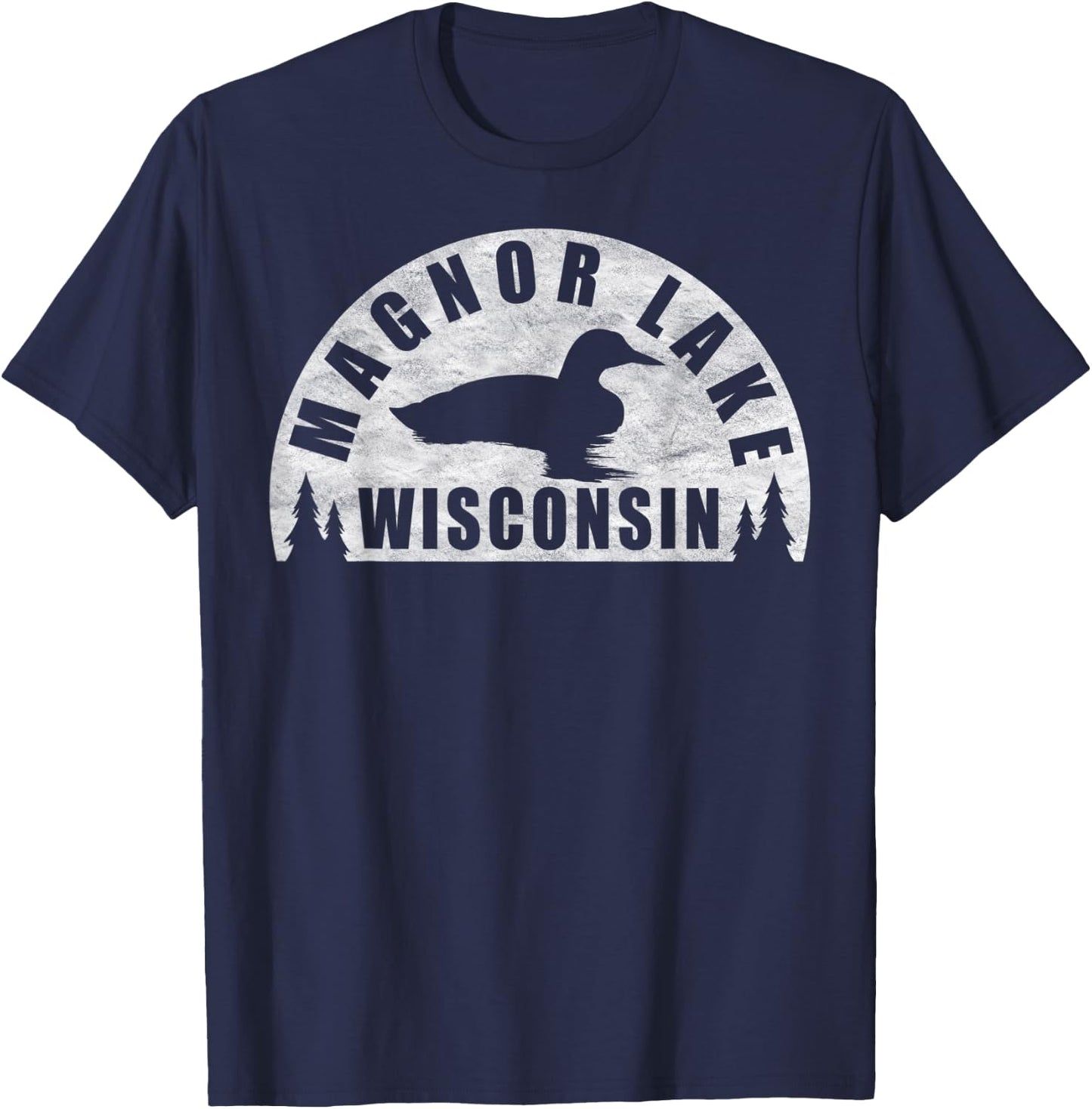 Magnor Lake Northern Wisconsin Loon T-Shirt - T-Shirt | Navy
